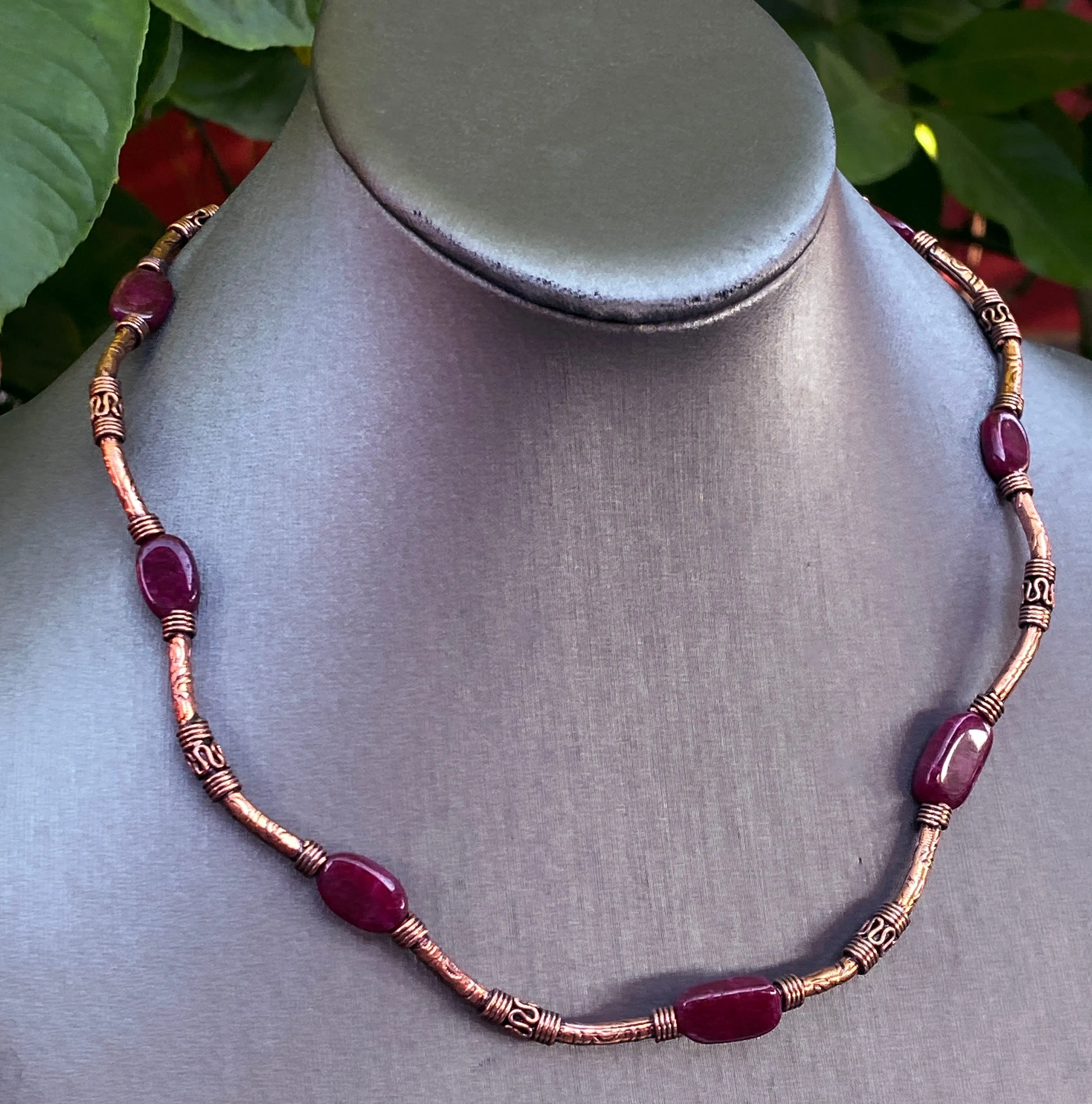 Ruby gemstone and Copper Necklace