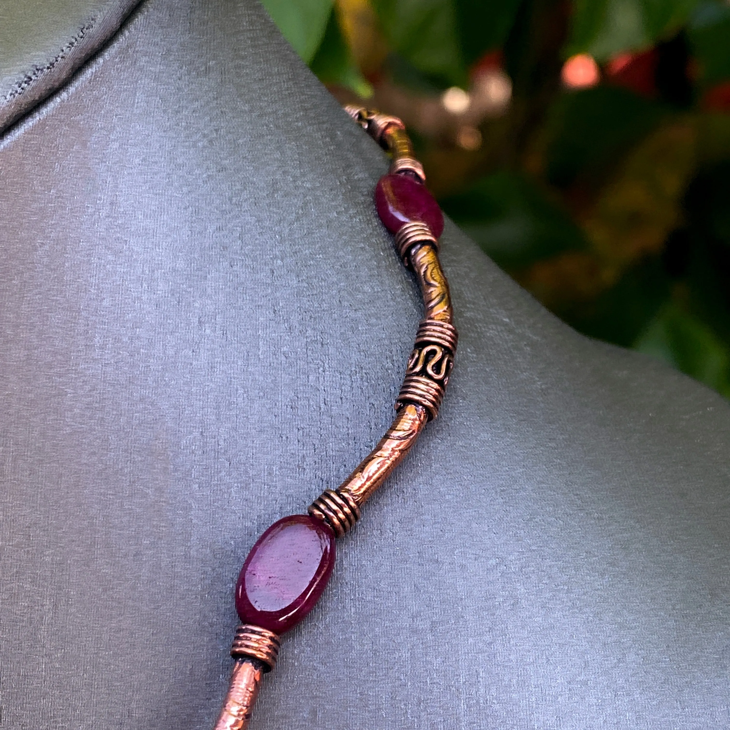 Ruby gemstone and Copper Necklace