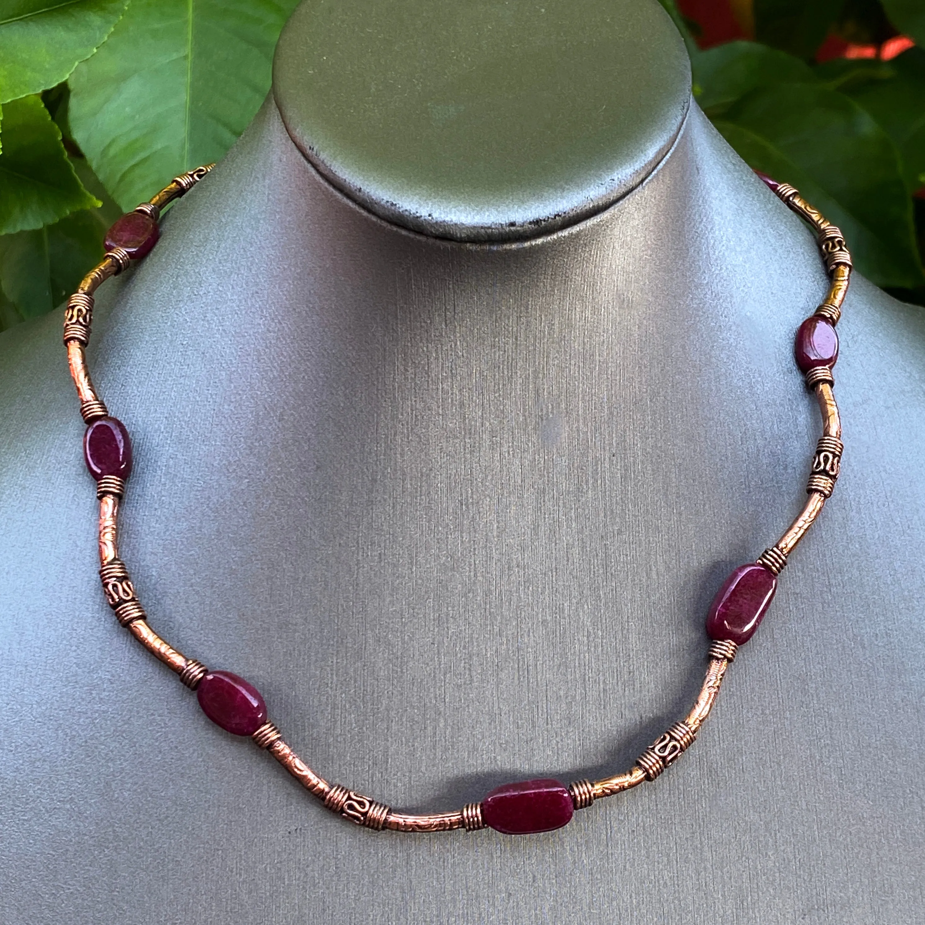 Ruby gemstone and Copper Necklace