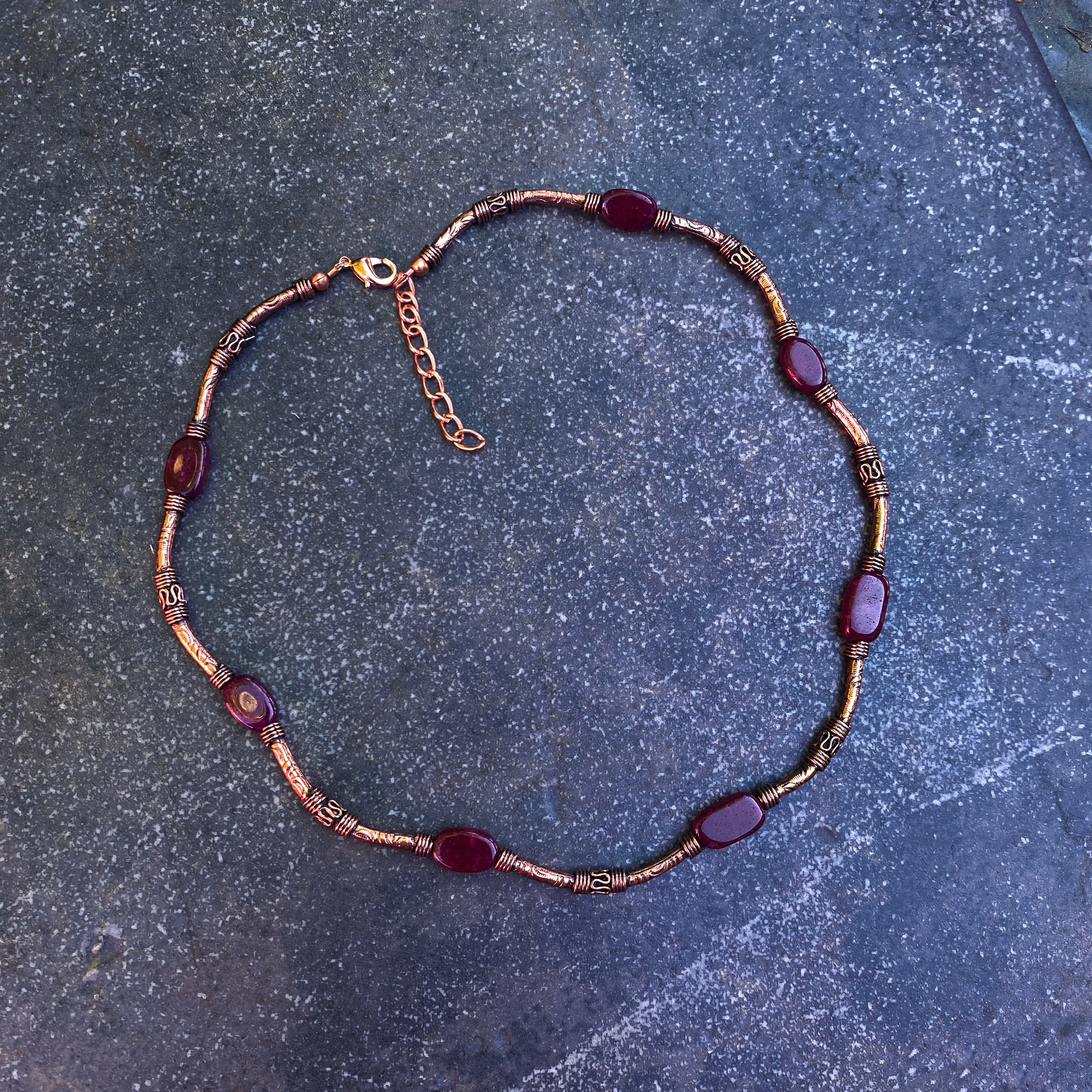 Ruby gemstone and Copper Necklace