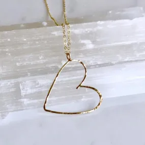 Sideways Heart Necklace Gold