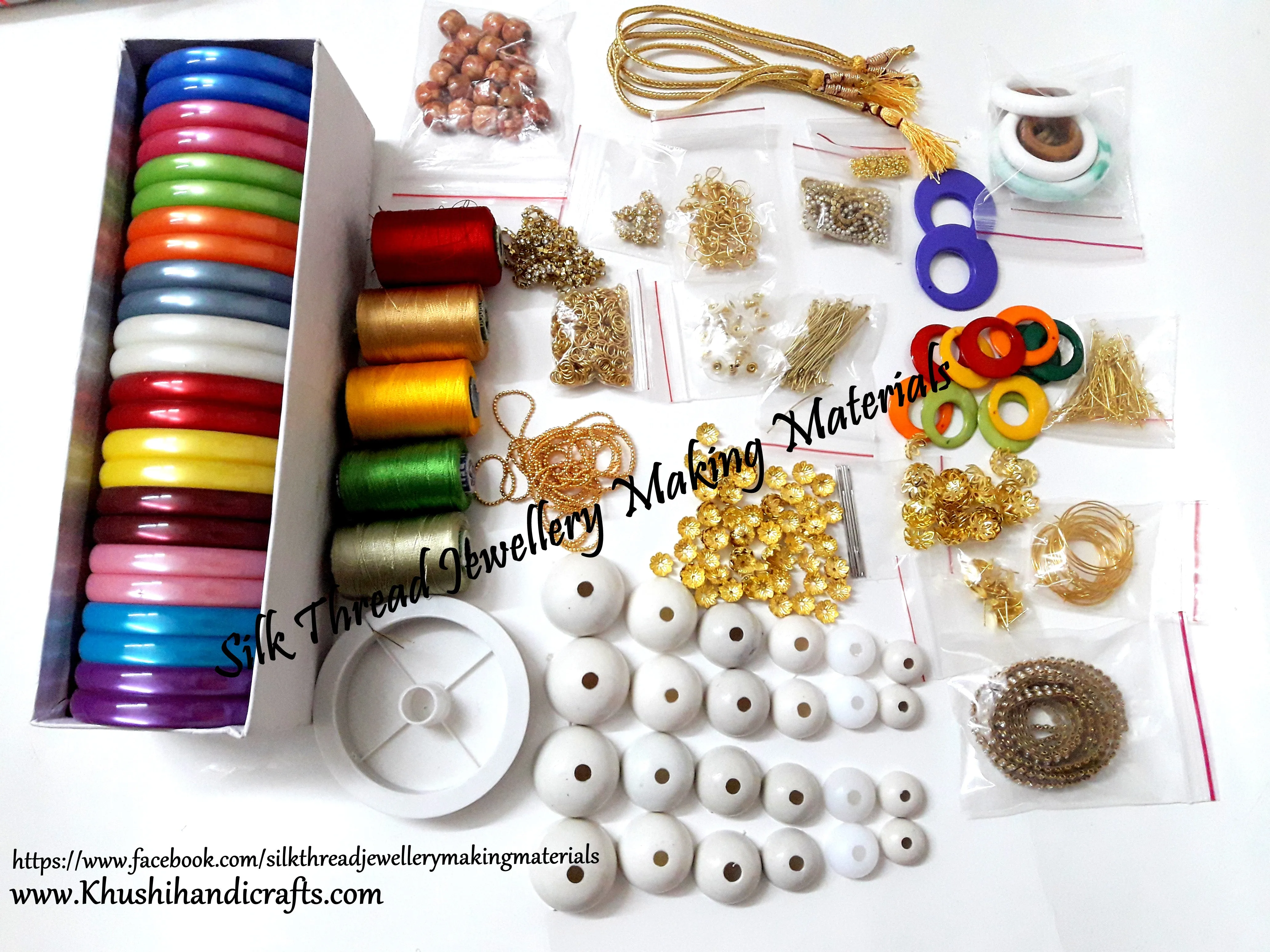 Complete Silk Thread Jewellery Making Kit with Spools, Bases, and Essential Findings for Stunning Handmade Accessories