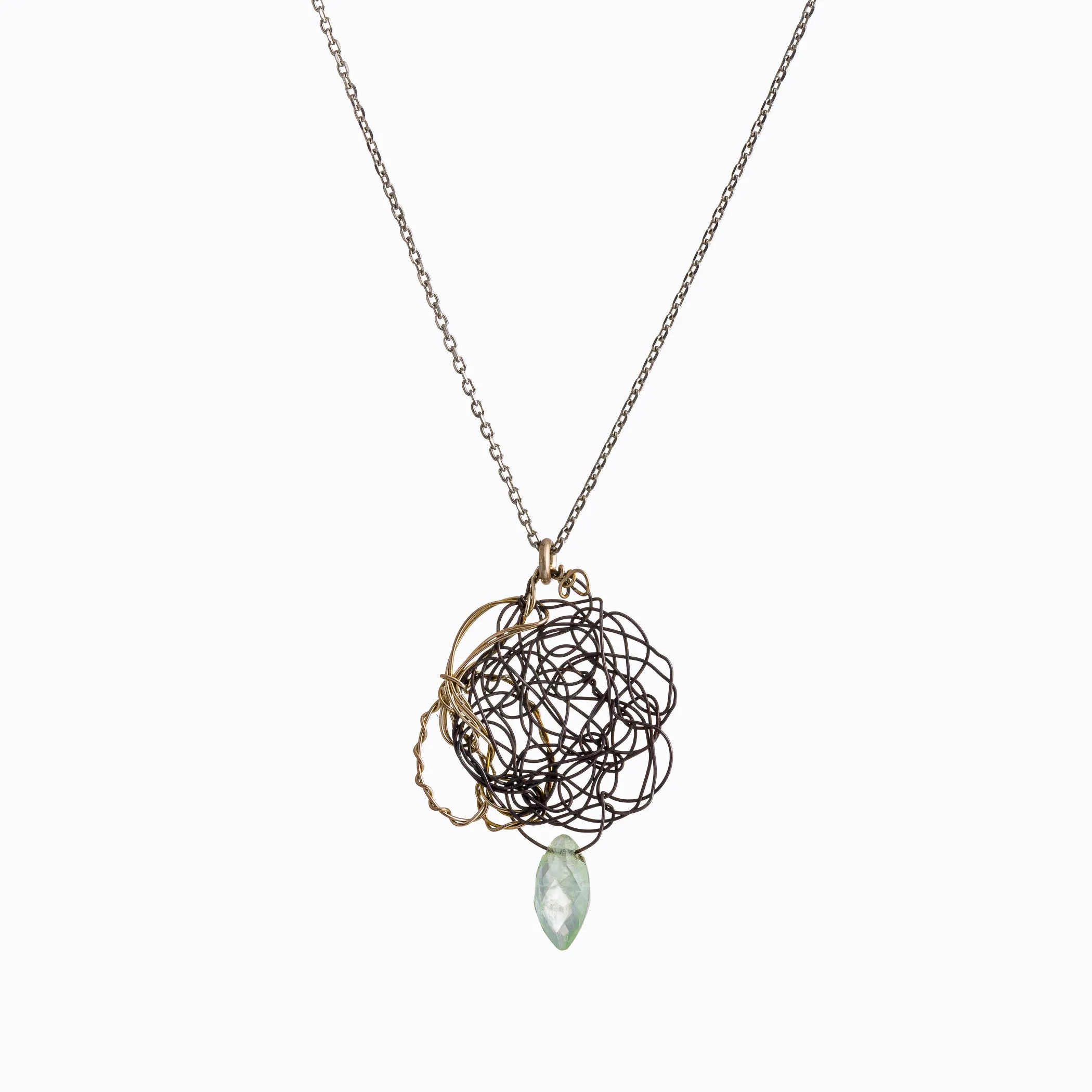 Silver and Olivine Intertwined Pendant