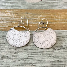 Silver Snowflake Pressed Earrings