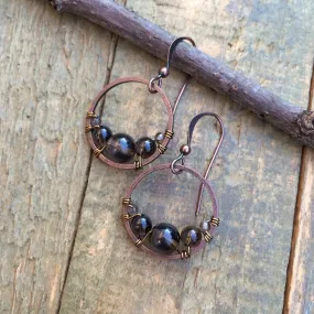 Smoky Quartz Earrings, Small Hoop Earrings, Birthstone Jewelry, Brown Neutral Stone Earrings, Minimalist Hoop Earrings, Smoky Quartz Jewelry