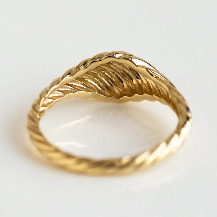 Solid Gold Twisted Signet Ring