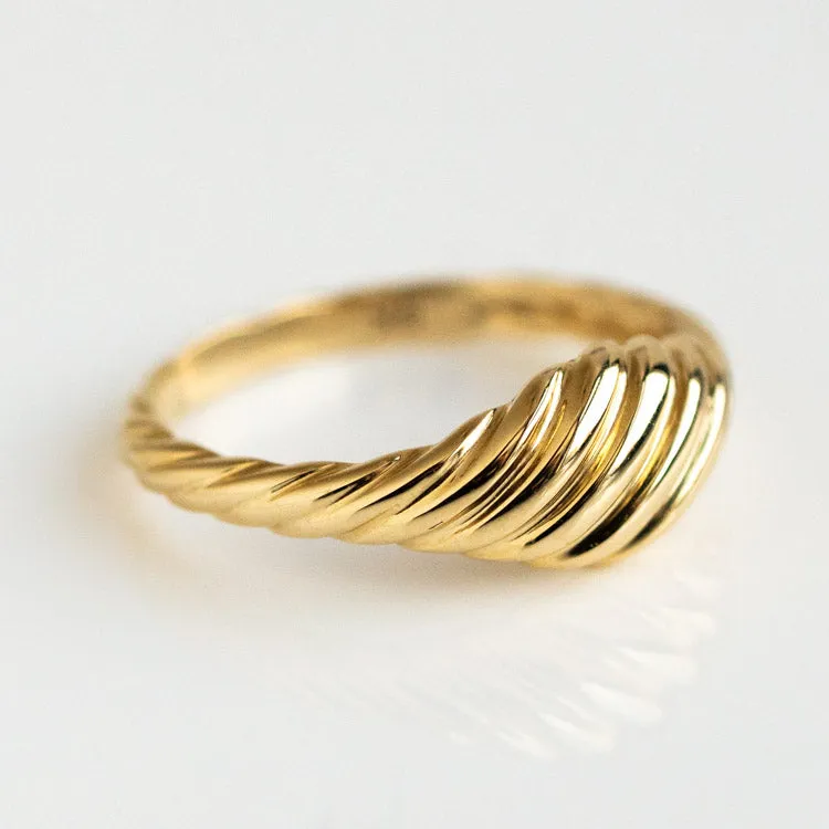 Solid Gold Twisted Signet Ring