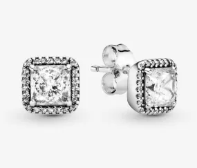 Square Sparkle Halo Stud Earrings 290591CZ