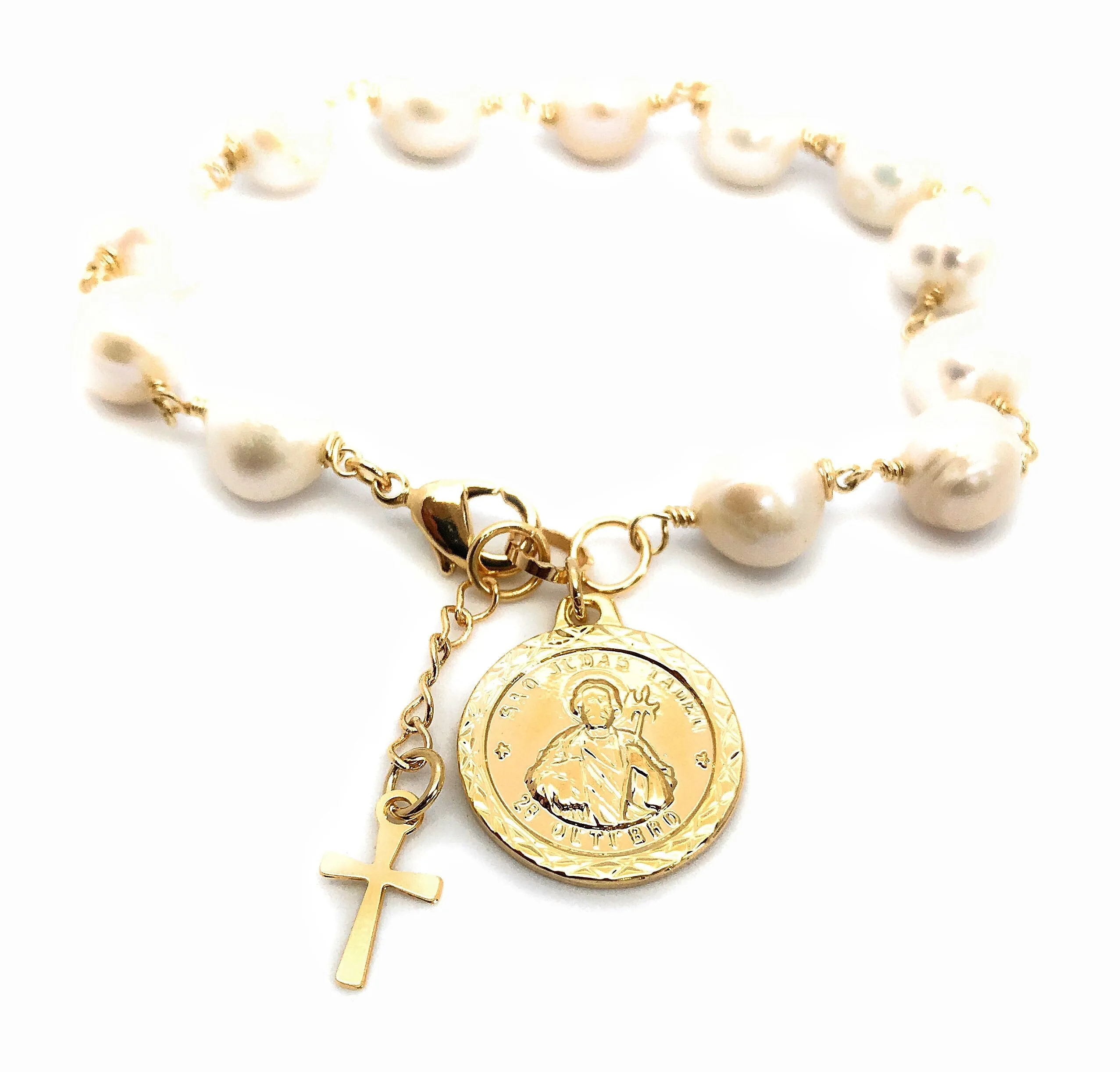 St Jude Pearl Adjustable Gold Filled Bracelet