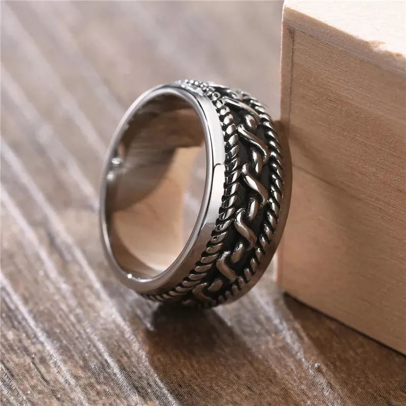 Stainless Steel Twisted Rope Ring