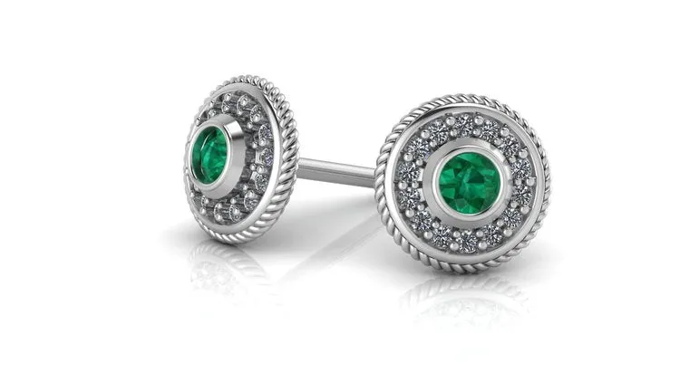 Sterling Silver Birthstone Halo Studs