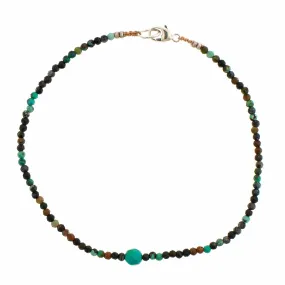 Sterling Silver Chrysocolla and Turquoise Beaded Bracelet