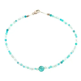 Sterling Silver Multi Gem and Apatite Beaded Bracelet