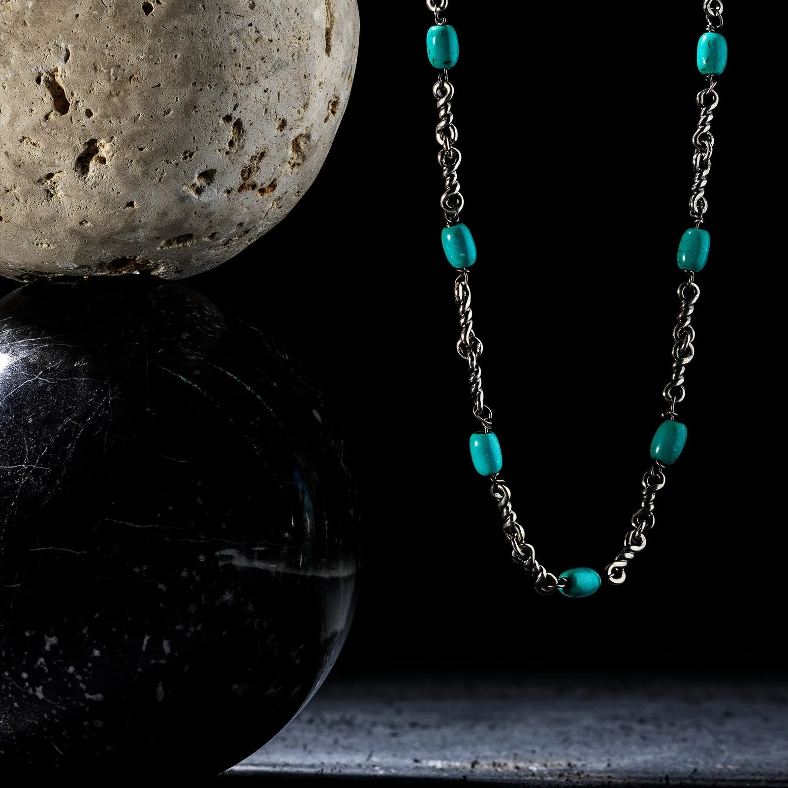 Sterling Silver Turquoise Twisted Cable Chain Necklace