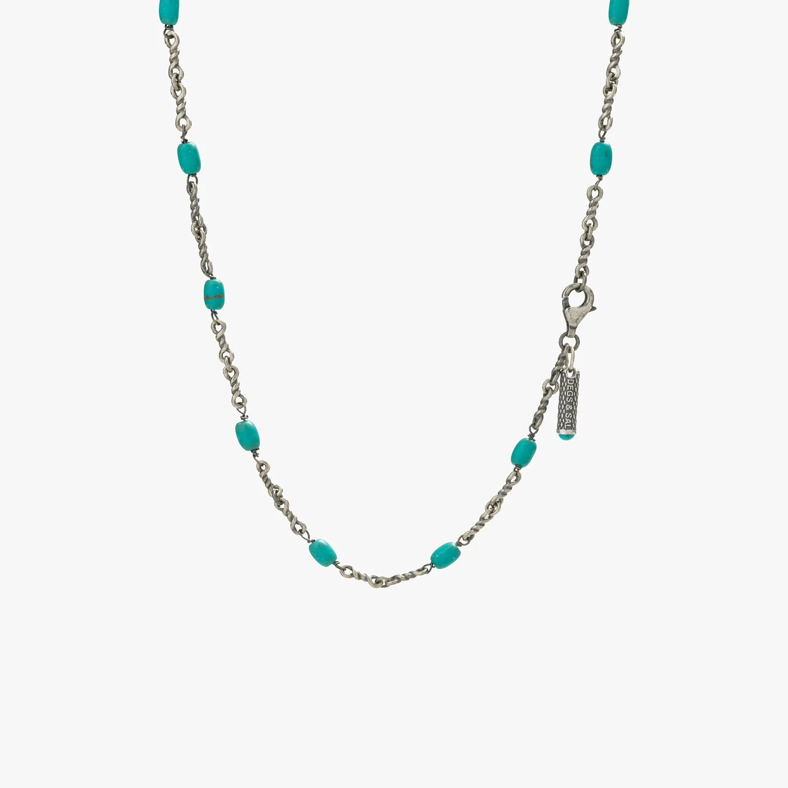 Sterling Silver Turquoise Twisted Cable Chain Necklace