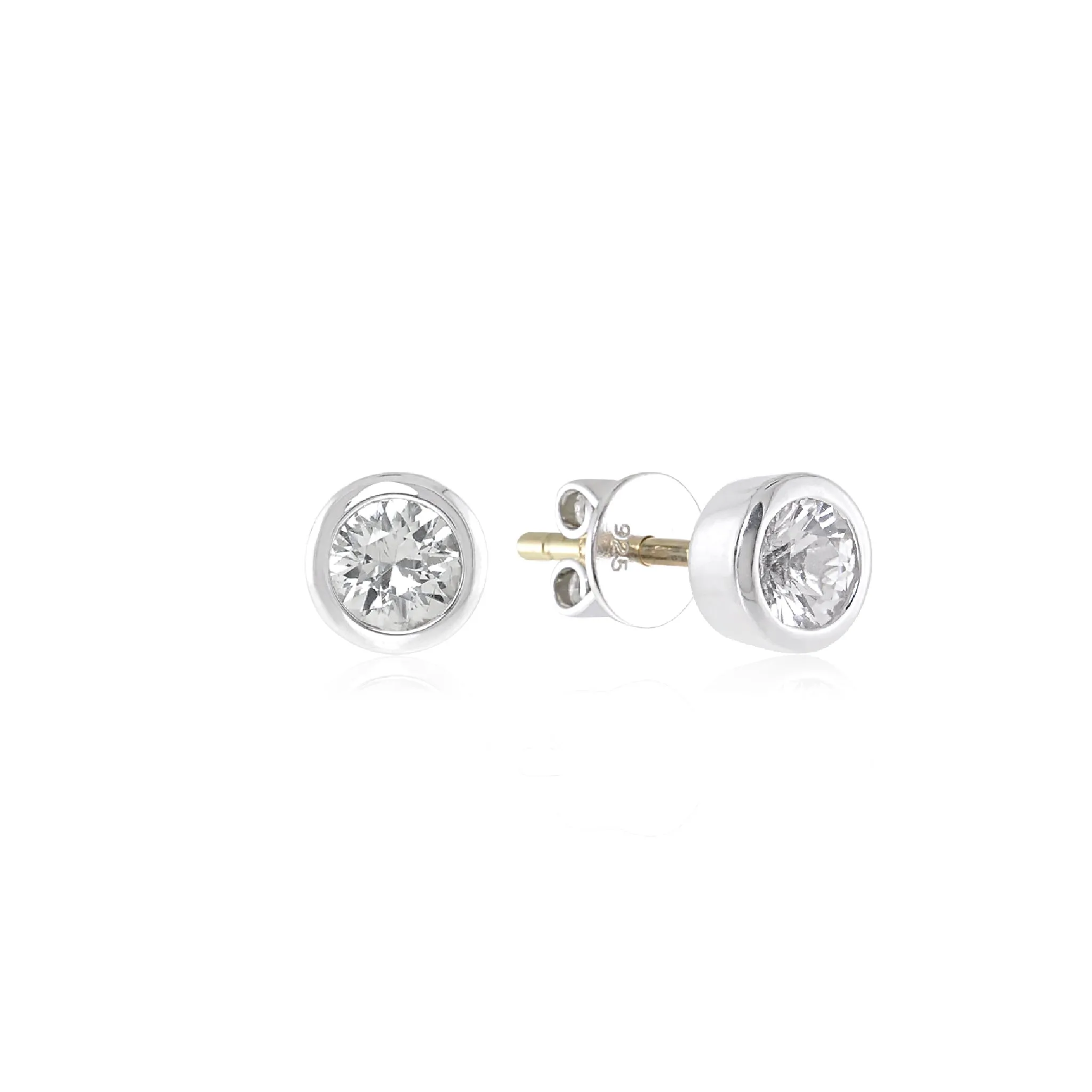 Sterling Silver White Sapphire Stud Earrings