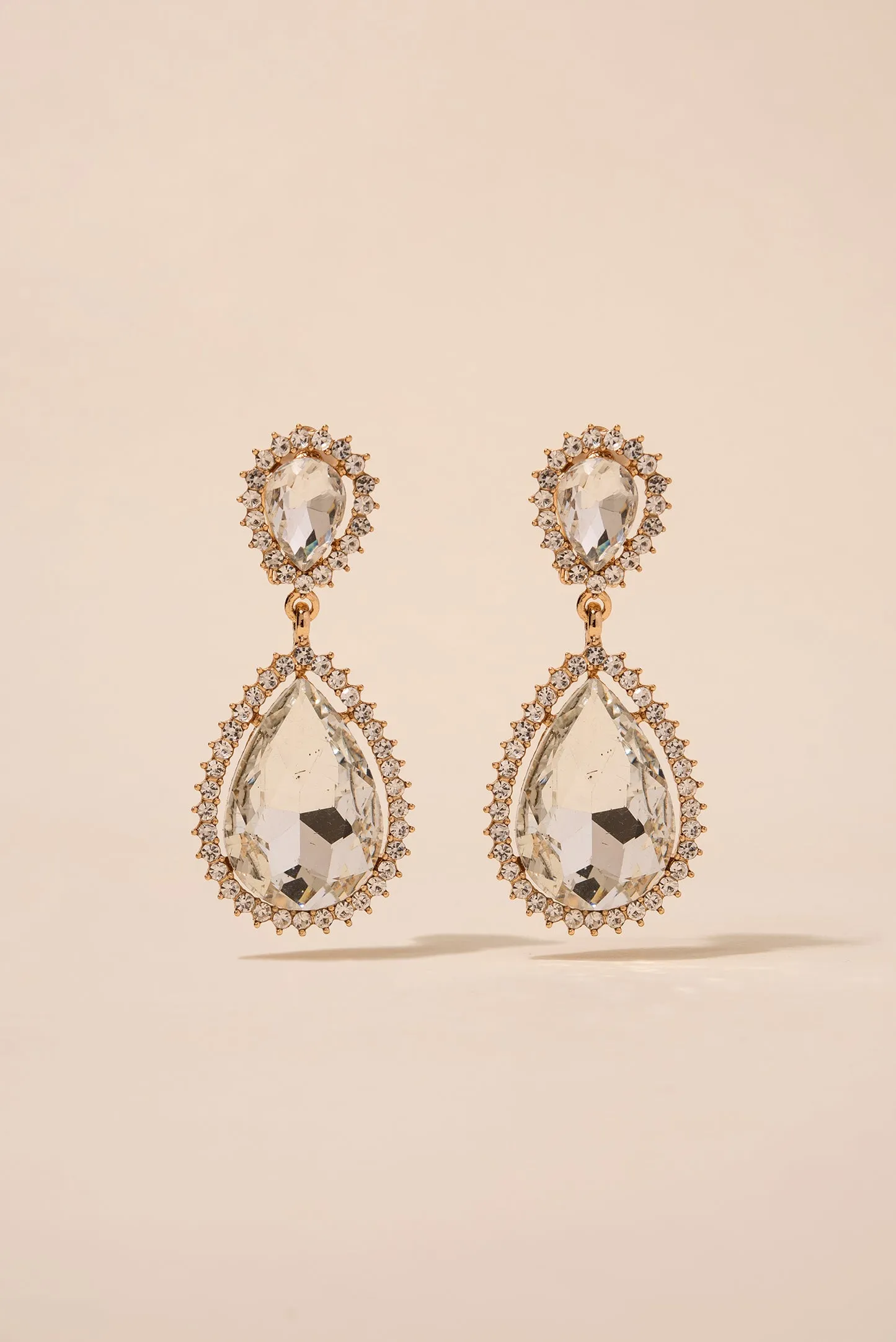 Sun Burst Rhinestone Clip-On Drop Earrings