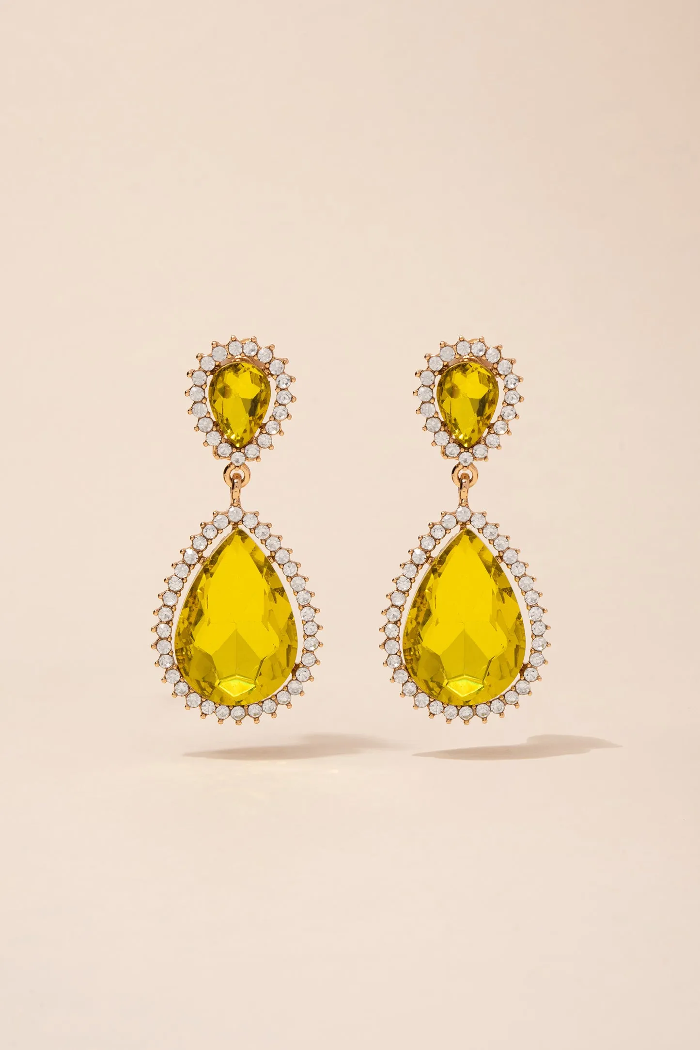 Sun Burst Rhinestone Clip-On Drop Earrings