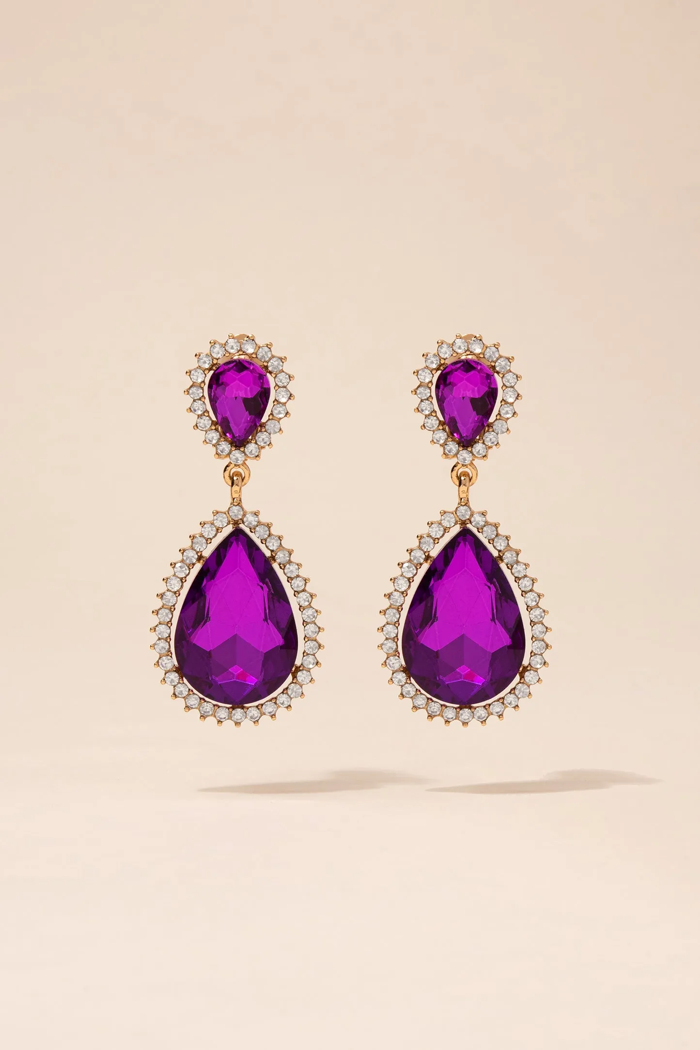 Sun Burst Rhinestone Clip-On Drop Earrings