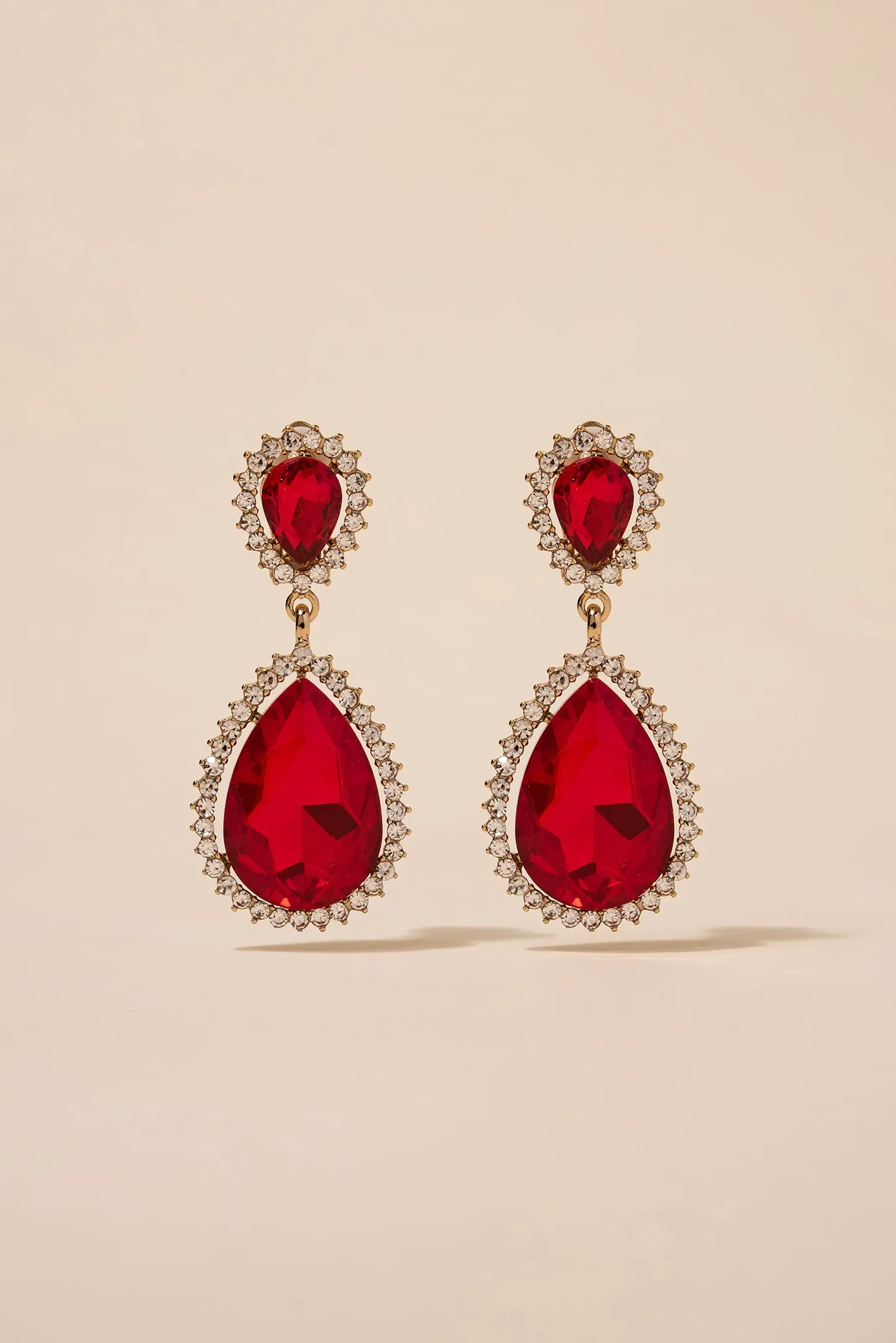 Sun Burst Rhinestone Clip-On Drop Earrings