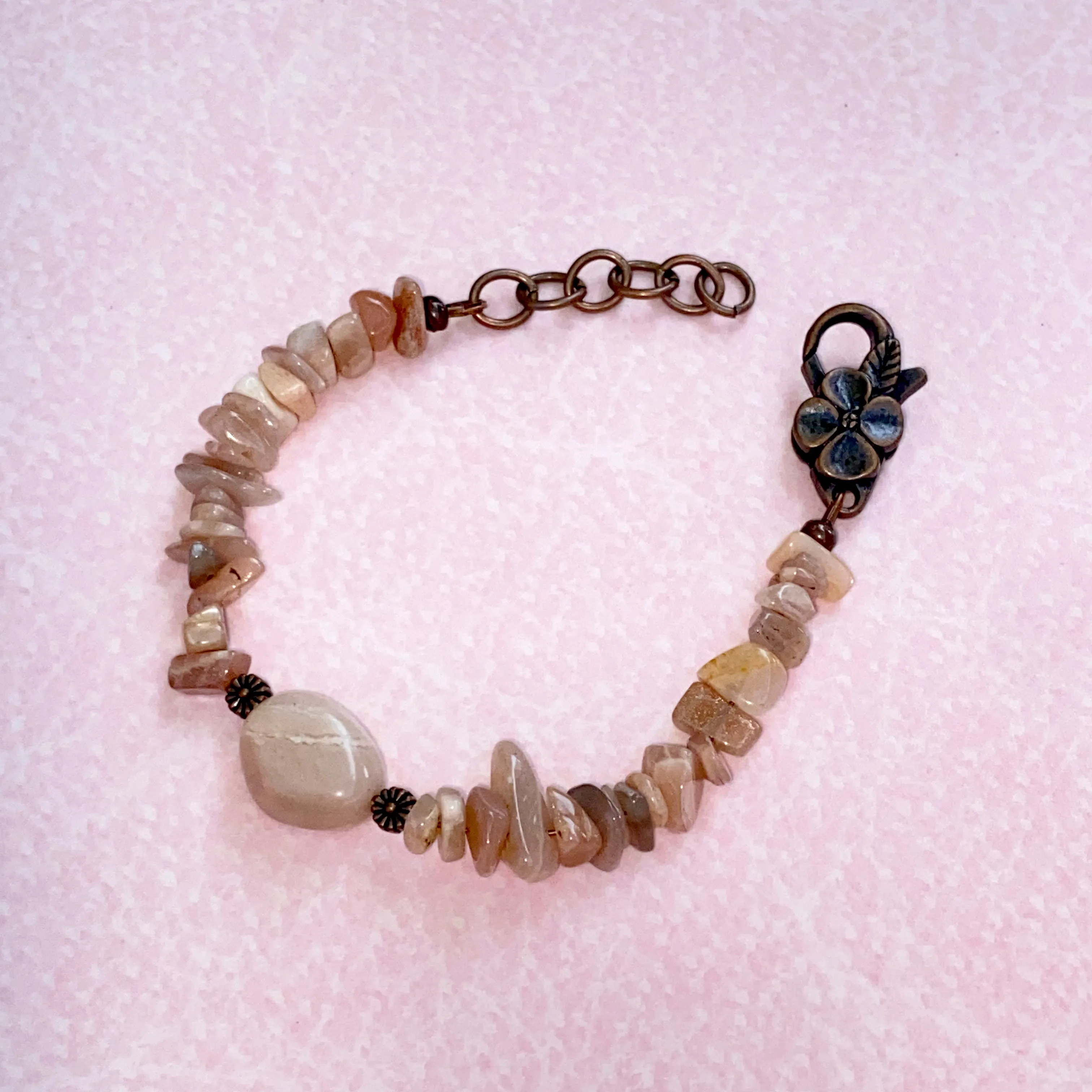 Sunstone gemstones and Copper stretch Bracelet