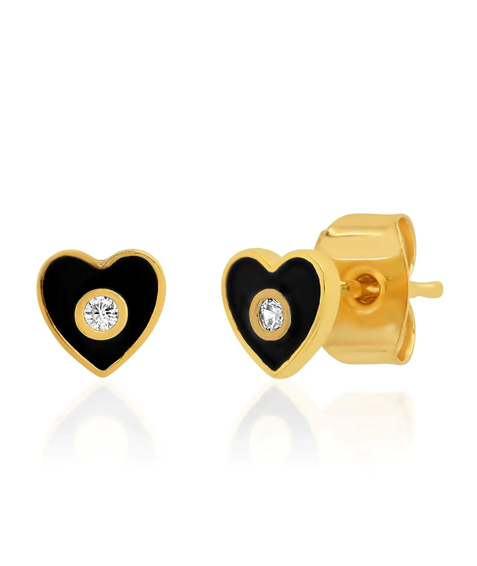 TAI Enamel Heart Studs With CZ Accent