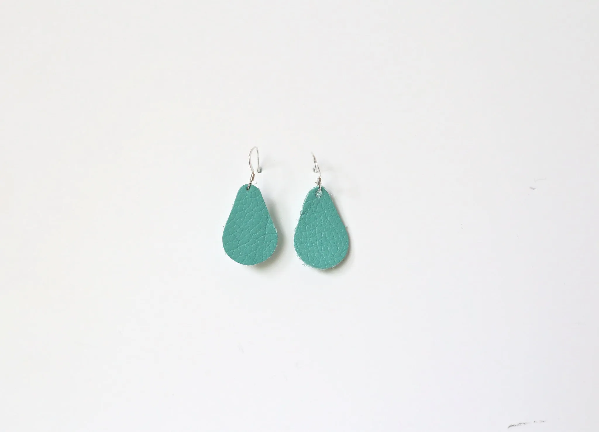 Teal Leather Earrings