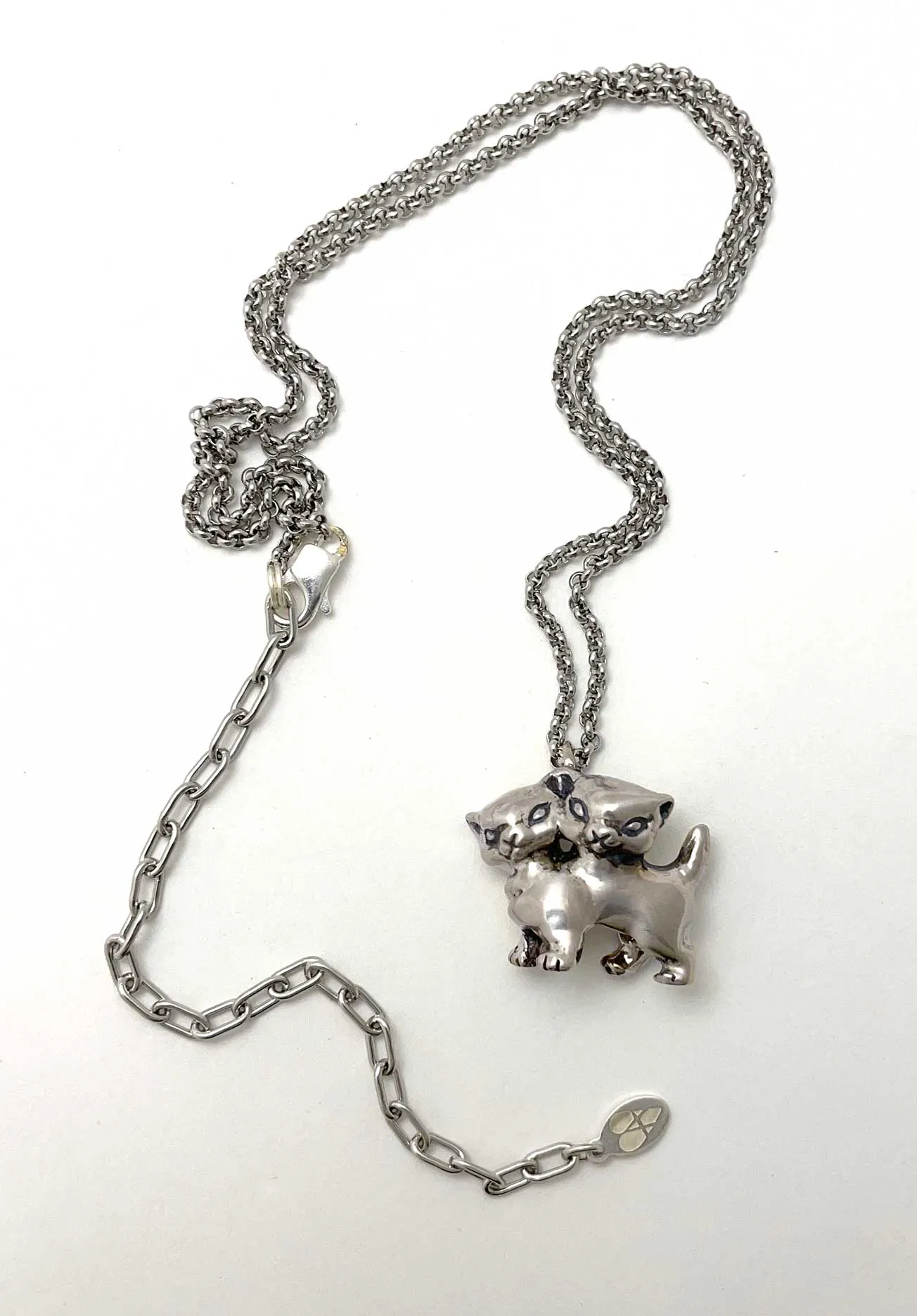 Two Headed Cat Necklace- Ready to Ship