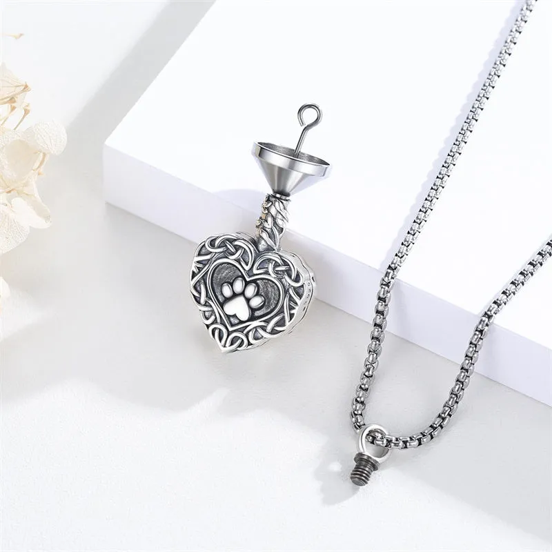 Urn Necklace Ashes Sterling Silver Paw Urn Necklace Cremation Memorial  Ash Keepsake Pendant Cremation Jewelry