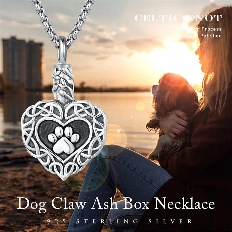 Urn Necklace Ashes Sterling Silver Paw Urn Necklace Cremation Memorial  Ash Keepsake Pendant Cremation Jewelry