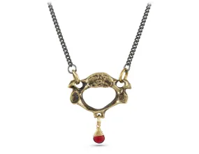 Vertebra Necklace with Garnet - Bronze