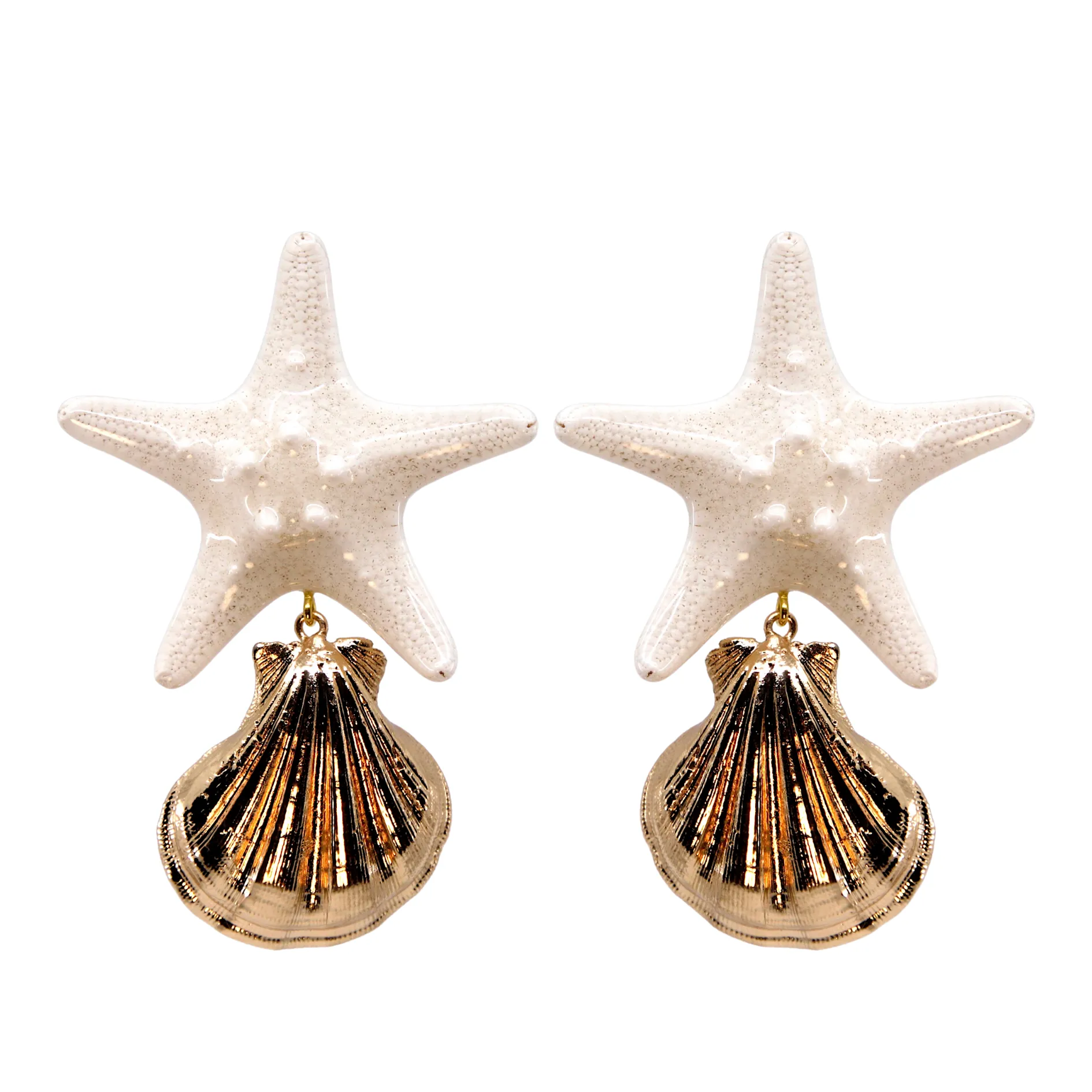 WHITE STARFISH EARRINGS