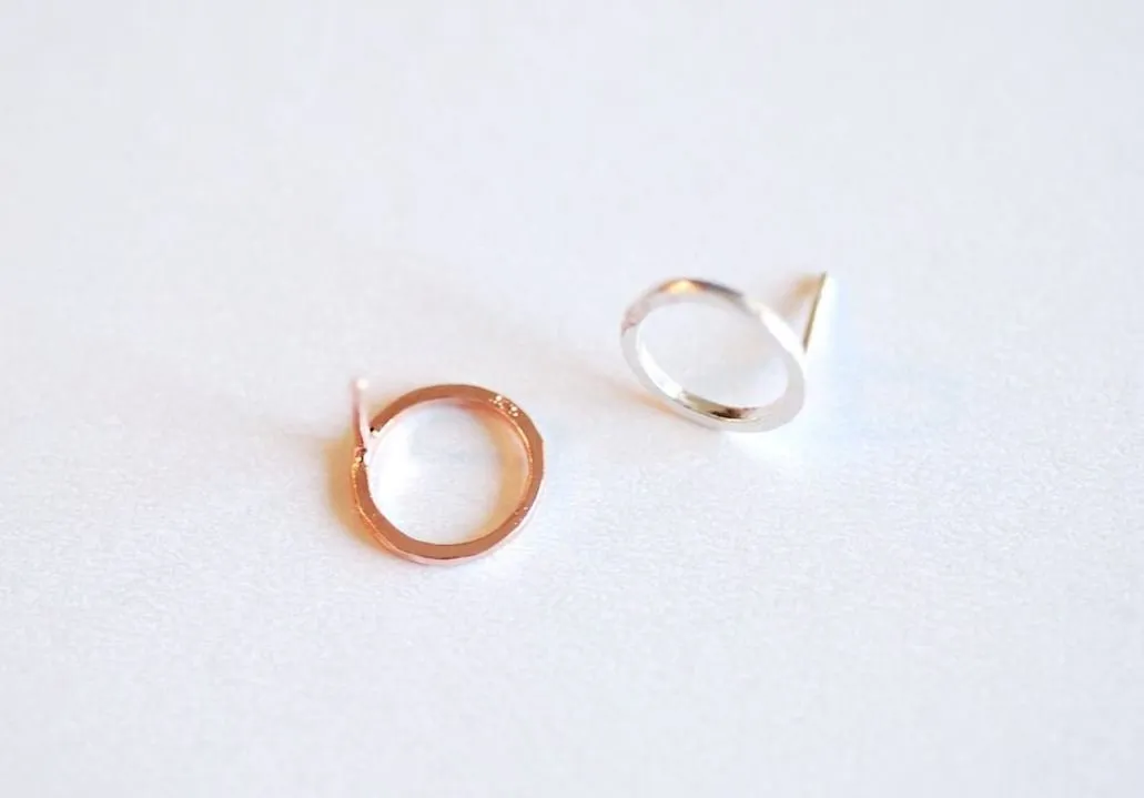 Wholesale Circle Stud Earrings | Brass 925 Sterling Silver Plated Hammered Eternity B299