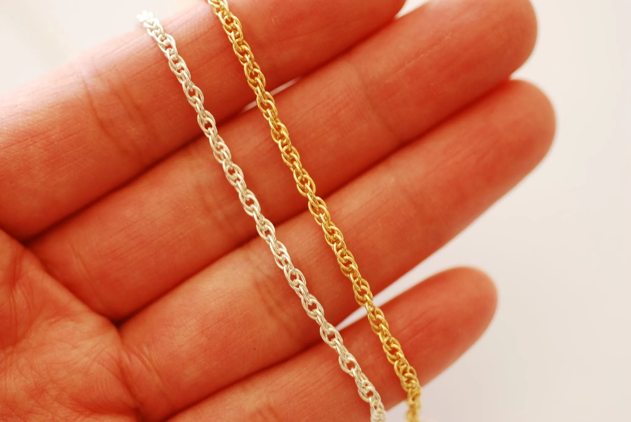 Wholesale Gold Filled Rope Chain l 1.5mm 1.75mm 2mm 2.3mm Rope Chain Chain Unfinished Sterling Silver