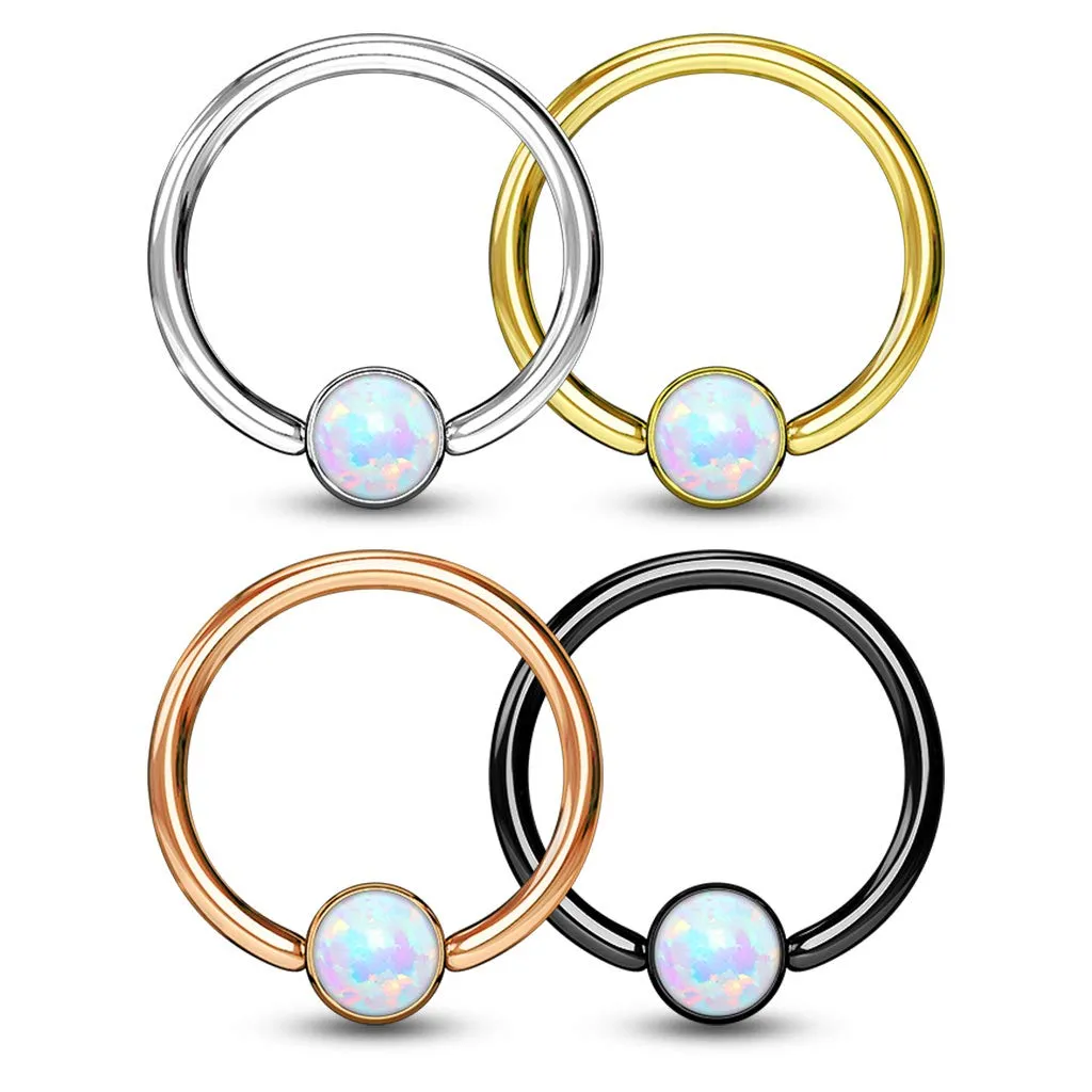 WILDKLASS 4 Pcs Opal Set Ball Captive Rings Value Pack for Ear and Eyebrow