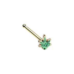 WILDKLASS Golden Royal Highness Glitter Cannabis Pot Leaf Nose Stud Ring