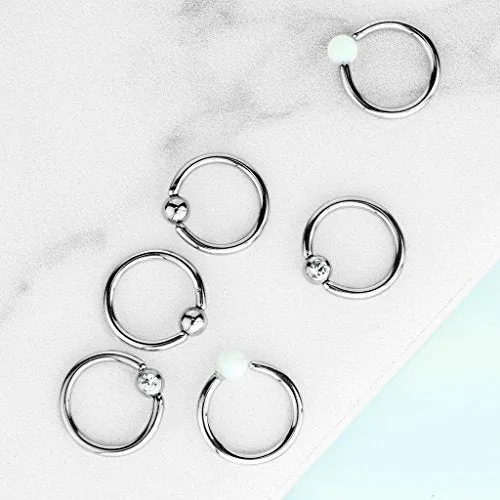 WILDKLASS Value Packs 3 Pairs Assorted Fixed Ball 316L Surgical Steel Captive Bead Rings/Hoops