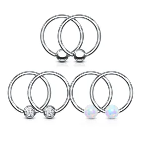 WILDKLASS Value Packs 3 Pairs Assorted Fixed Ball 316L Surgical Steel Captive Bead Rings/Hoops