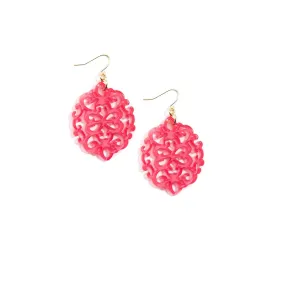 Zenzi Modern Damask Earrings Hot Pink